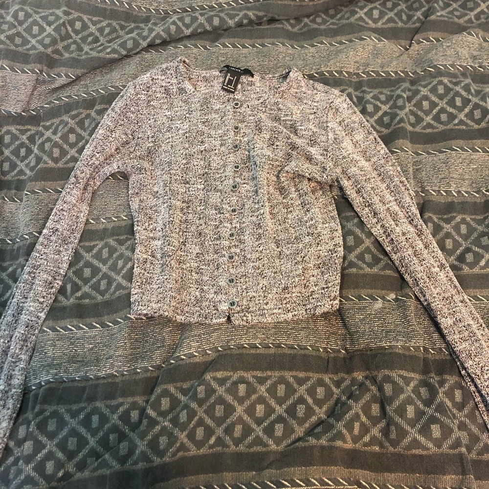 Ribbed button-front crop top